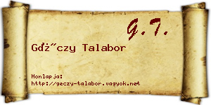 Géczy Talabor névjegykártya
